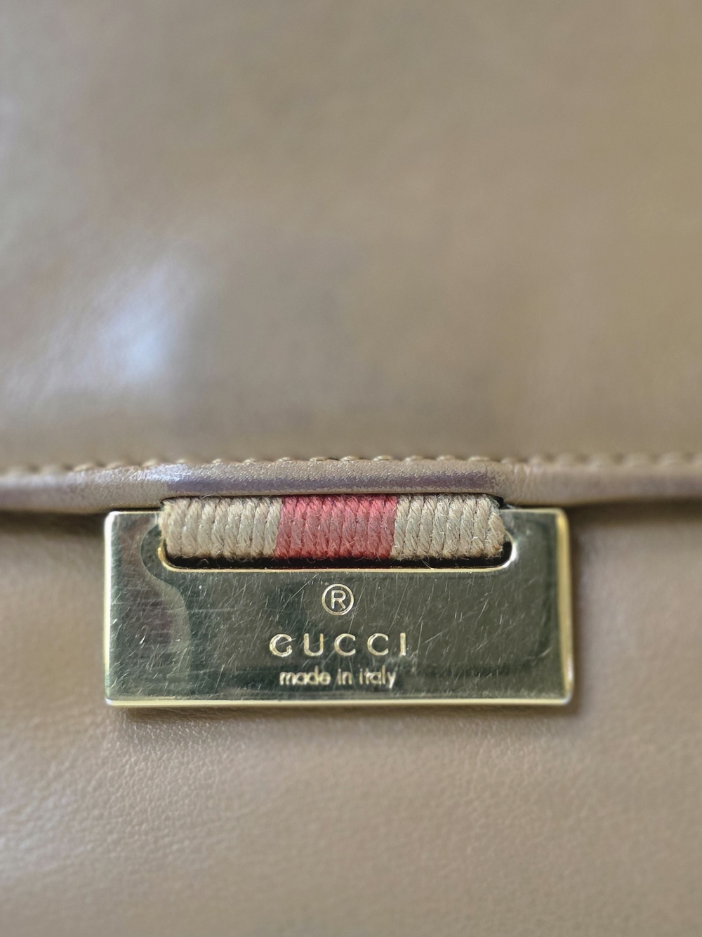 Authentic Vintage Gucci Tan Leather Bifold Wallet Web Stripe Clasp Made in Italy - Picture 16 of 16